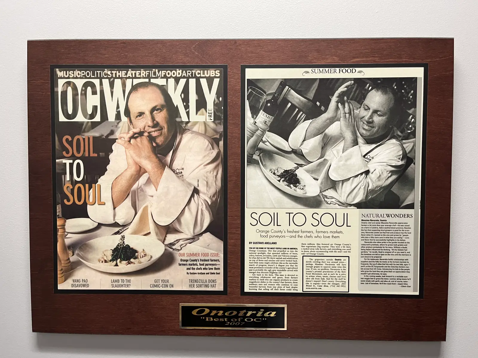 OC Weekly — Soil to Soul cover feature and Onotria Best of OC award